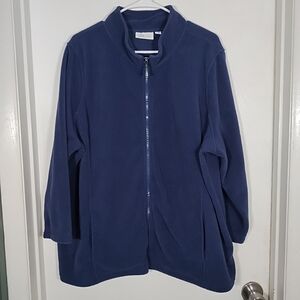 Denim & Co. Women's 2XP Fleece Jacket Full Zip Navy Blue Casual Lightweight